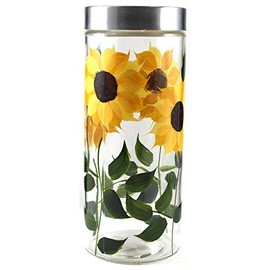 Grant Howard Sunflower Hand Painted Glass Storage Jar, 75 oz, Multicolor