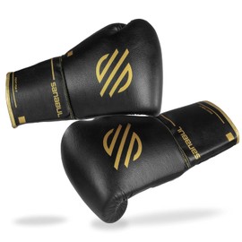 Sanabul Gold Strike Professional Boxing Gloves for Men & Women, Muay Thai Kickboxing MMA Gloves, Combat Sports Pro Sparring Training Sparring, Black Laces 14 oz