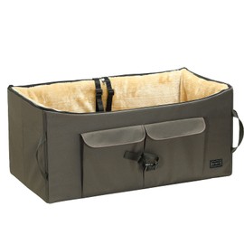 Petsfit Dog Booster Seat For 2 Small Dogs or Medium Dog up to 45 lb, Large Dog Car Seat With 2 Big Pockets for Cars, Trucks and SUVs (Large, Dark Brown)