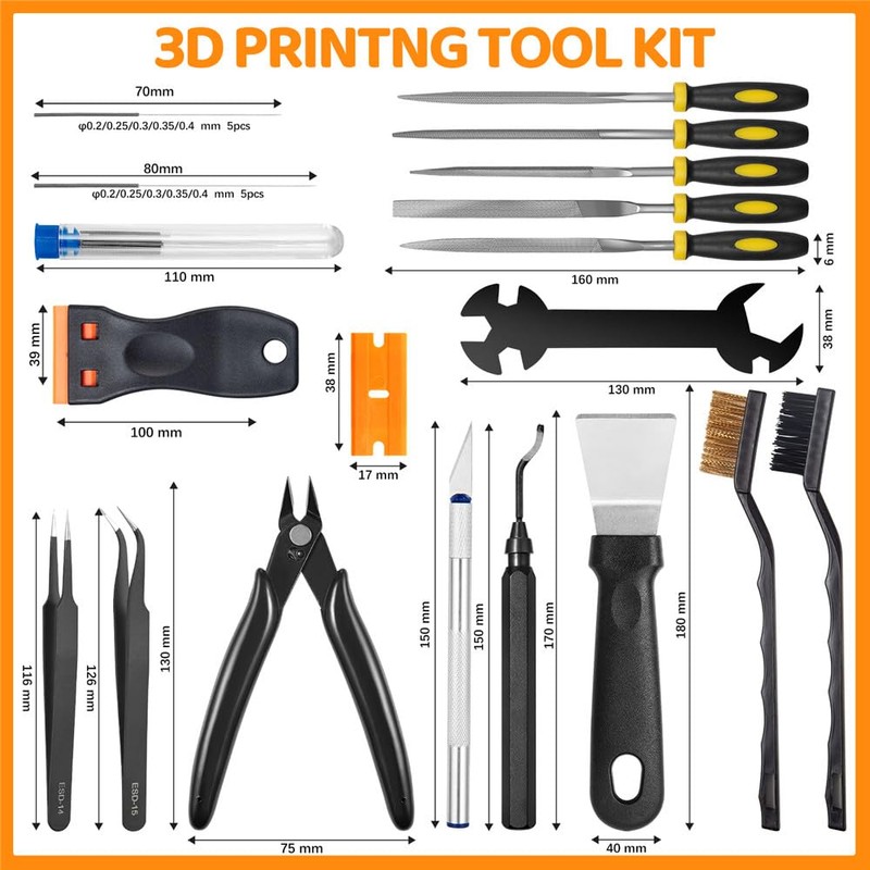 50Pcs 3D Printer Tool Kit & Accessories for All FDM/SLA
