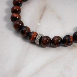 OZ Jewels - Natural Stone - Healing Lucky Charm Bangle with 8 mm Beads - Stretchy Pearl Jewellery for Women and Men, One Size, Stone