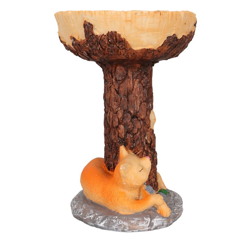 Cat Bird Bath Statue Durable Resin Bird Bath Bowl Exquisite