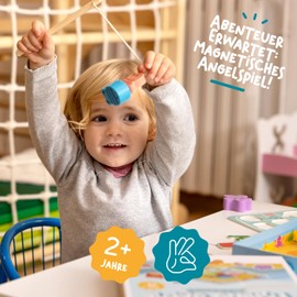 Nene Toys Fishing Game - Educational Game and Wooden Toy for Toddlers from 2 Years, Colour Assignment Puzzle - Wooden Sea Animal Figures Magnetic Play Set - Motor Skills Toy for Children from 2 Years