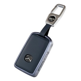 SKYBELL Key Case, Compatible with Mazda CX3, CX5, CX8, CX30, CX60, MX30, Others, 3 Buttons, Genuine Leather, Aluminum Alloy, Key Cover, Smart Key, Key Case, Car, Skybell (Navy)