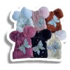 KH Gorro Dos Pompón Mariposa Brillos Dama Niña Afelpado