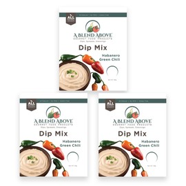A Blend Above Habanero Green Chili Dip Mix, 3 Packs, 1 oz. Each, Mixed Seasoning Packet, Gluten-Free, No MSG, All Natural, No Preservatives, Vegetable Dip, Low Carb, Easy to Make