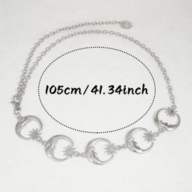 Manfnee Multi Layer Metal Chain Belt or women Moon Star Body Chain Belt Ladies Waist Chain Belts for Dress