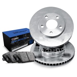 R1 Concepts Rear Brakes and Rotors| Automotive Replacement Brake Kits| Rear Semi Met Brake Pads and Rotors Kit| Fits 2000-2004 Volvo S40, V40