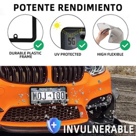 2 Pcs Porta placas para auto, Cubierta protectora de placa de matrícula tintada，a Prueba de Sonajeros, a Prueba de Intemperie，cubiertas de diseño de burbujas ahumadas，con tornillos y tapas (negro)