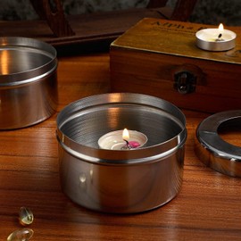 TENDYCOCO 2pcs Stainless Steel Chafer Wick Fuel Canned Heat Holder with Safety Cover Perfect for Buffets and Catering Events Buffet Server