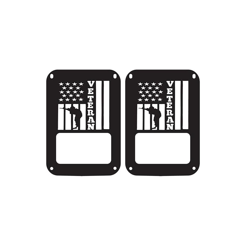 JeepTails Veteran USA American Flag Tail Lamp Light Covers Compatible