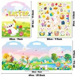 2 Pack Reusable Easter Puffy Sticker Book for Kids, Rabbit Egg Carrots Chicke,91 Foam Stickers for Easter Party Favors