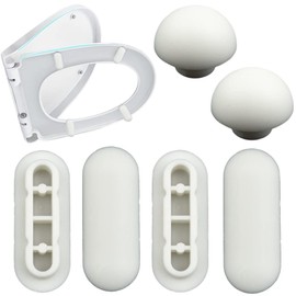 Toilet WC Seat Buffer Set Toilet Seat Bumper Noise Dampening Bumpers Gasket Toilet Seat Buffer Set Universal Toilet Bumper Replacement Cushioning Pads (White) (White)