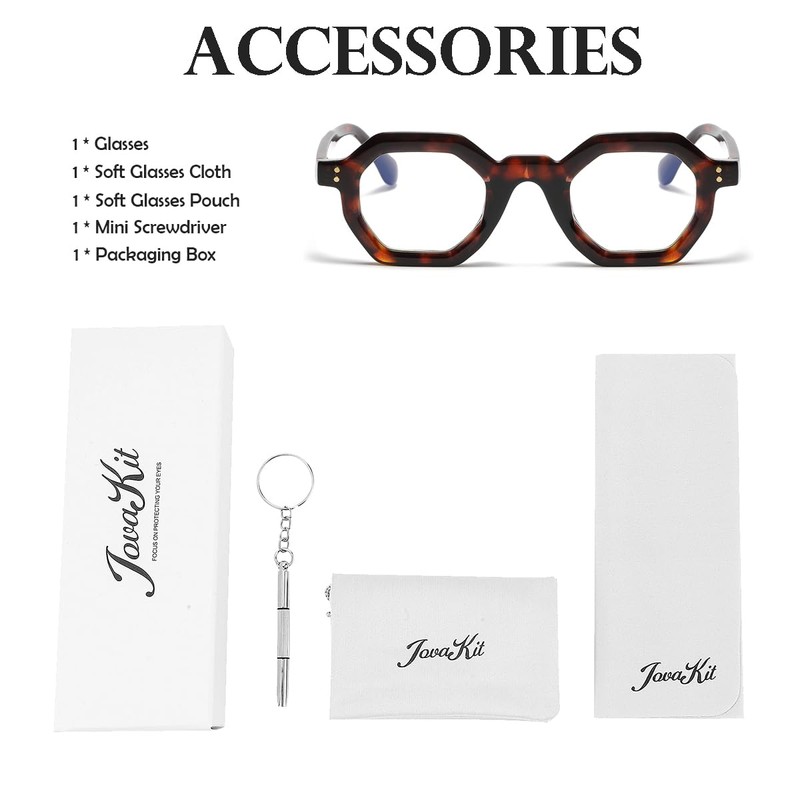 JOVAKIT Retro Octagon Frame Glasses for Women Men Vintage Polygon