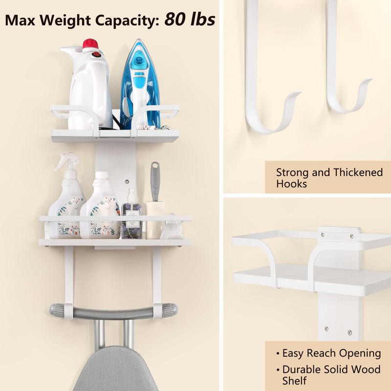 VINAEMO Ironing Board Hanger Wall Mount, 2-Layer Iron and Ironing