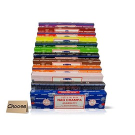 Satya Genuine SAI BABA - NAG CHAMPA VARIETY MIX 12 X 15G BOXES OF INCENSE, INCLUDES NAG CHAMPA, ROSE,WHITE SAGE, PATCHOULI, SANDALWOOD, TULSI, LAVENDER, MUSK, OPIUM, JASMINE BLOSSOM, CHMPA AND VANILA