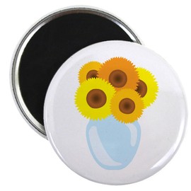 CafePress Sunflower Vase Magnets 2.25" Round Magnet (10 pack)