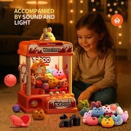 ORANGE OCEAN 54 PCS Large Claw Machine for Girls Kids with Sound & Light, Vending Claw Machine Game Toys for Girls Kids Ages 3-4 4-6 4-8, Claw Machines Toys Gifts for 3 4 5 6 7 8 Years Old Girls