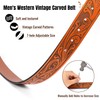 JASGOOD Men's Western Leather Belt Strap Engraved Cowboy Belt without