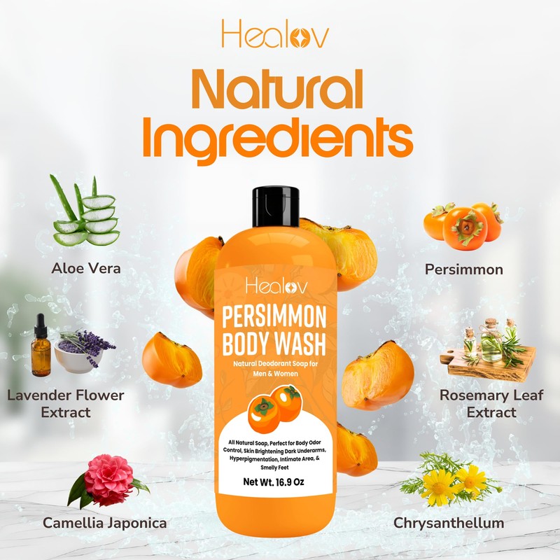 Healov Persimmon Body Wash for Body Odor Control – Natural