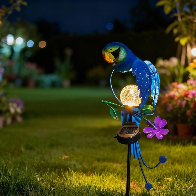 StarryMine Solar Powered Parrot Garden Stake Light, Warm White LED