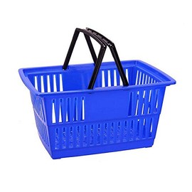 Blue Store Shopping Baskets, Plastic Totes for Grocery, Convenience and Retail, Medium Size, 18" L x 13" W x 9" H, 10 Pack