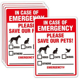 5 Pack Pet Alert Safety Fire Rescue Stickers,Emergency Alert People and Pet Finder Sticker/Decal,Self Adhesive Vinyl,UV Resistant, Waterproof.