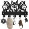 AIENAI Wolf Design Wall Mount Key Holder, 5 Metal Hooks,