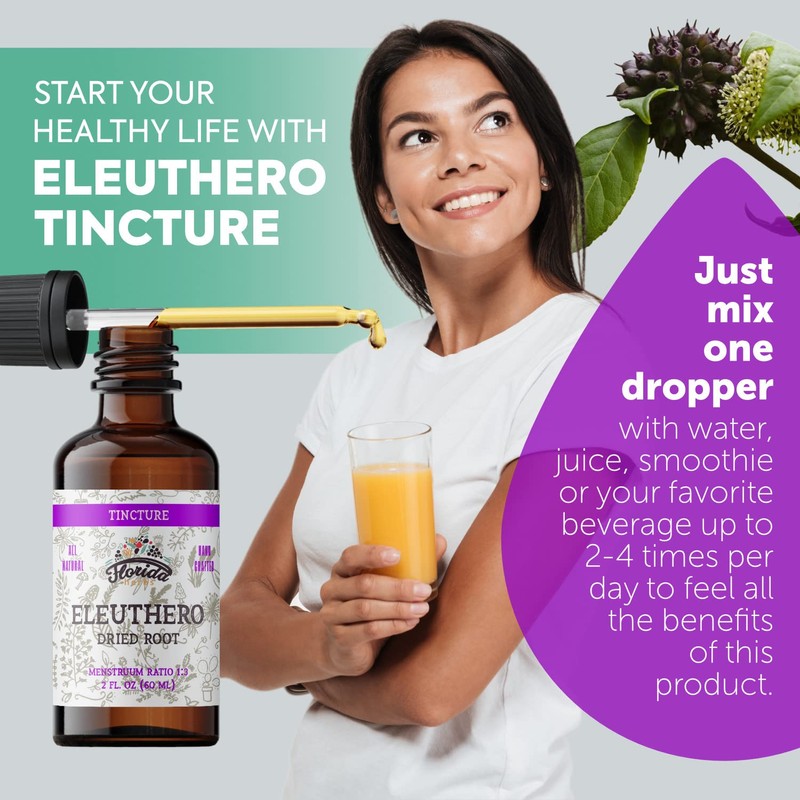 FLORIDA HERBS Eleuthero Tincture, Organic Eleuthero Extract (Siberian Ginseng, Eleutherococcus