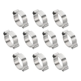 PATIKIL 10 Pack 20-23mm Double Ear Hose Clamp, 304 Stainless Steel O Clip Crimp Rings for Fuel Petrol Pipe Tube Fitting Connections, Silver Tone