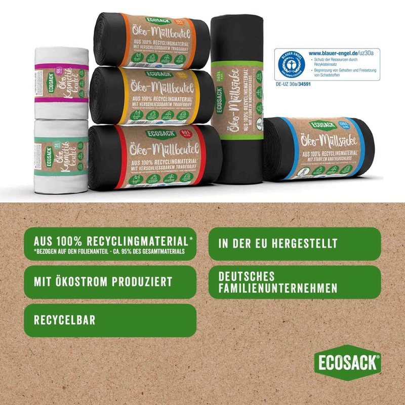 ECOSACK Eco bin liners, 10 litres, 10 rolls (350 pieces),