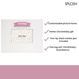 Splosh Signature Frame - 21 Pink - 21st Birthday Frame, Special 21st Birthday Gifts for Her, Unique Photo Frame, 21st Birthday Decorations, Sentimental Birthday Gifts for Women