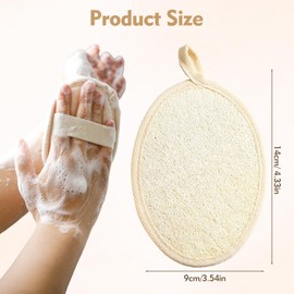 2 Pieces of Natural Loofah Sponges, Shower and Body Scrub Exfoliating Body Scrubber, Loofah Sponges for Deep Cleaning and Removing Dirt, Suitable for Both Men and Women