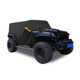 REPAIROCK SUV Car Cover Cab Cover for Jeep Wrangler JK JL Hardtop 4 Door 2007-2021 Outdoor Sun Dust Snow Protection 210D Oxford with Driver Door Zipper Black Auto Replacement Parts