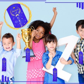Award of Excellence Ribbons Award Prize Achievement Ribbon with Event Card and Rope for Kids Competition, Sports Event, Contests, School, Office Team(50 Pieces)