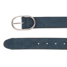 Lucky Brand Women's Leather Bold Fashion Statement Belts, Suede Center Bar-Chambray Blue, Medium
