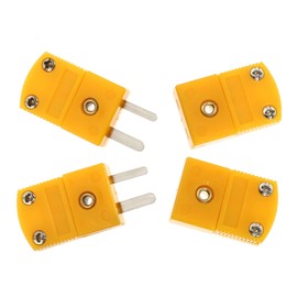 VILLCASE Pack of 4 K-type thermocouple plug adapters, plastic and metal, yellow, for precise temperature measurement and easy installation