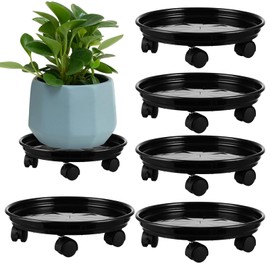 5 Packs Plant Caddy with Wheels 11.8" Plastic Rolling Plant Stands Heavy-duty Plant Dolly with Casters Indoor Outdoor Wheeled Plant Roller Base Large Planter Saucers Plant Mover