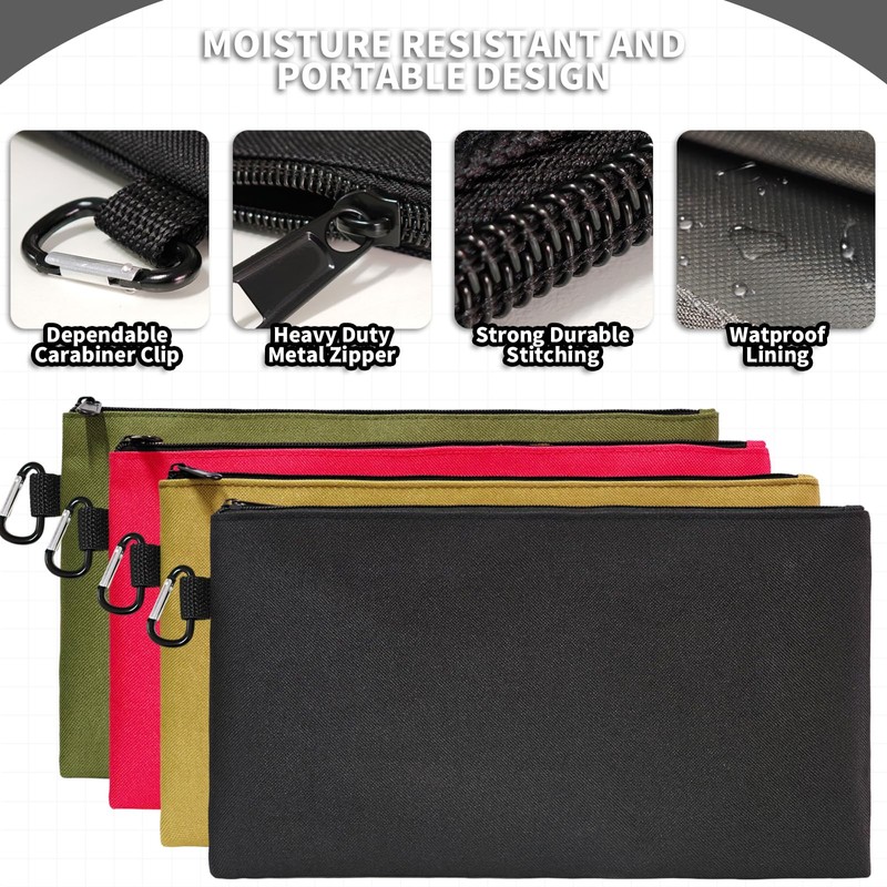 4 Pack Premium Tool Pouch, 12 Inches Tool Bag Multipurpose