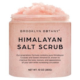 Himalayan Salt Body Scrub 10 oz - All Natural Cleansing Exfoliator With Sweet Almond Oil Promoting Radiant Skin - Brooklyn Botany
