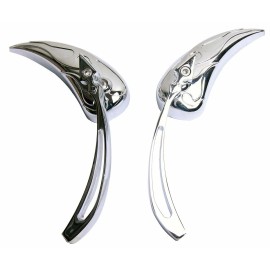 MotorToGo Mini Chrome Tear Drop Rear View Mirrors for Harley-Davidso