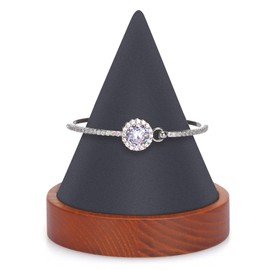 YUQIN Conical Bracelet Bangle Watch Holder with Wooden Base Exquisite Size for Vendors Exhibit Trade Shows Retail Stores (Gray)