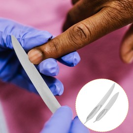 LALAFINA 2pcs Manicure Files Set Double Sided Nail Buffer Stainless Steel Nail Files for Home Salon