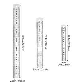 3 Stainless Steel Rulers with 1 Wooden Ruler, Rulers, Measuring Tools, Suitable for Engineering, Teaching and Office, 15 cm/20 cm/30 cm (4, 8, 12 Inches)