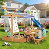 Haverchair Kids Wooden Sandbox with Picnic Table, 2-in-1 Large Sand