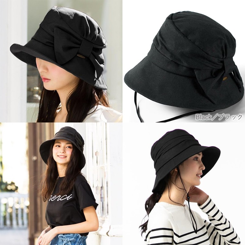 QUEENHEAD Women's Hat, UV Protection, Large Size, Side Ribon Hat,