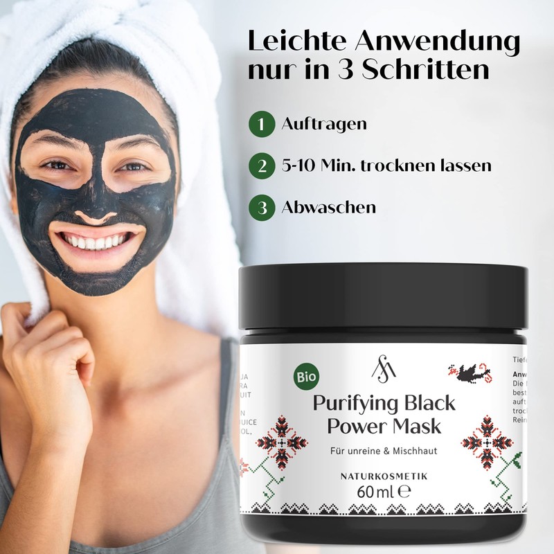 Mixedskins Purifying Black Power Mask, Organic Black Mask Against Pimples