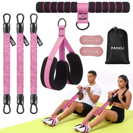 MaxU Pedal Resistance Band Set with Handles, 3 x 30 lb Adjustable Bands