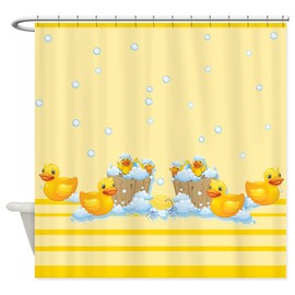 CafePress Rubber Duckies Yellow Decorative Fabric Shower Curtain