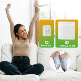 TEWEAE 62 Pads Foot Pads Natural Turmeric & Ginger, Wormwood, Bamboo Vinegar, 62 Pads Goodnight Pads Included 62 Adhesive Sheets